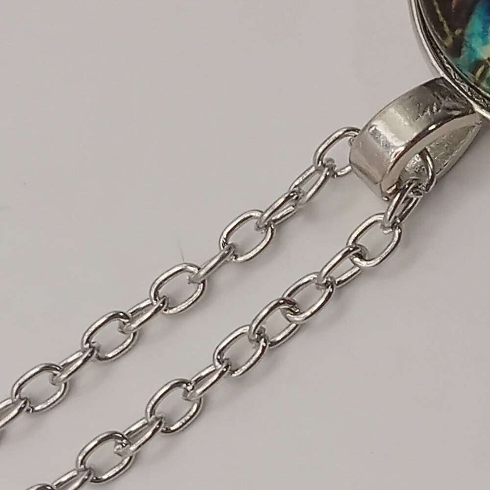 Zodiac Celestial Necklace Oval Pendant Astrological Symbols Silver-tone Chain - Picture 9 of 10